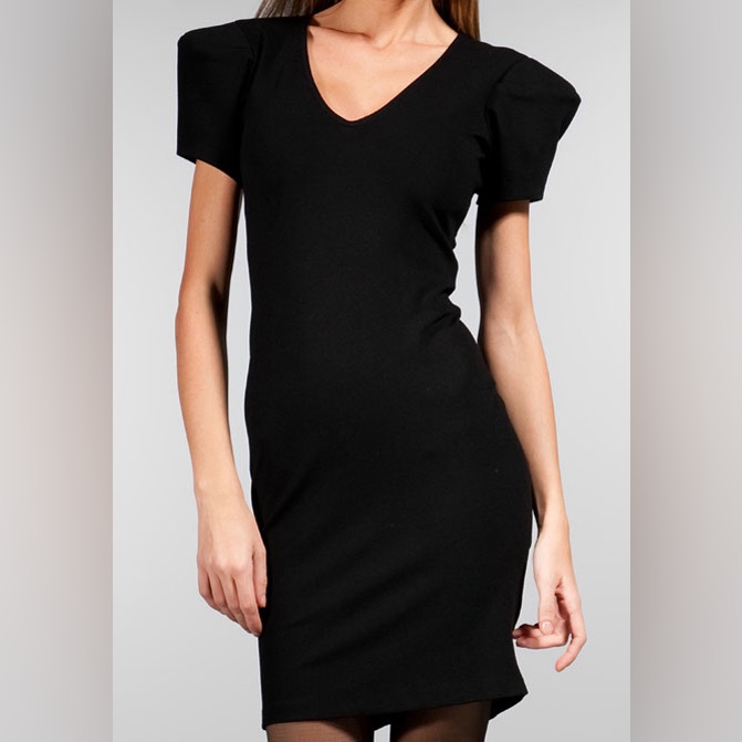 Parker | Designer Black Bodycon Puff Sleeve Dress